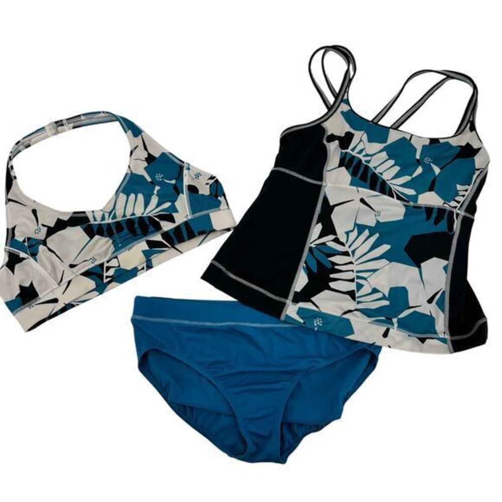 Lands' End bundle / lot (2) swim tops and blue swim bottoms tankini bikini 10/12